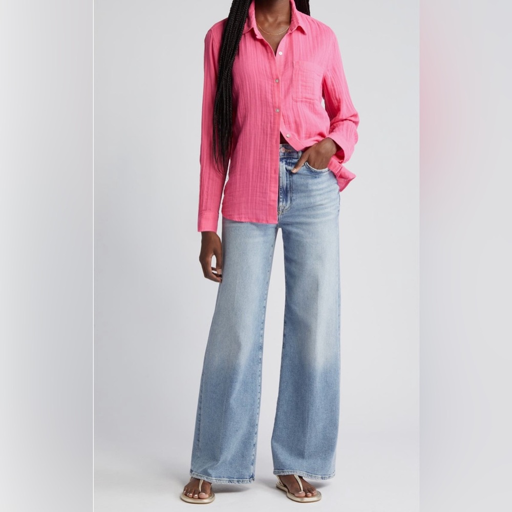 Rails Ellis “hibiscus” Long Sleeve Cotton Top